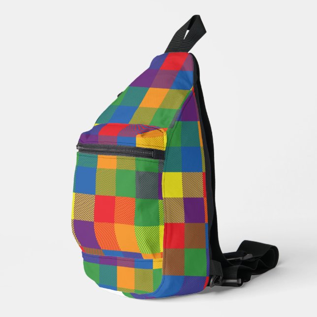 Rainbow Checkerboard Pride Buffalo Karo Kariert Crossbody Bag (Rechte Ecke)