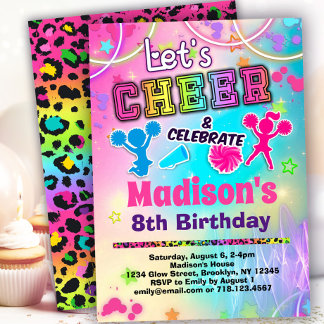 Rainbow Cheerleader Birthday Einladung