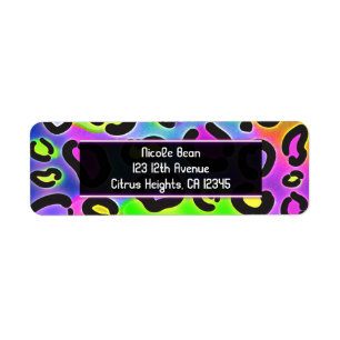 Rainbow Cheetah Leopard Party Address Labels