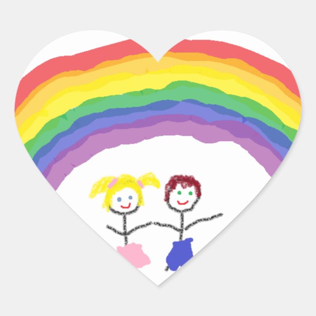 Rainbow Children Herz-Aufkleber (Vorderseite)