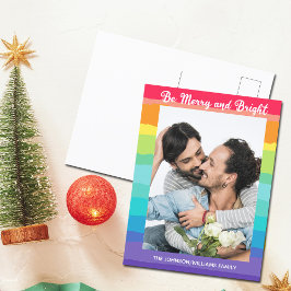 Rainbow Christmas Be Merry und Bright LGBTQ Foto Postkarte