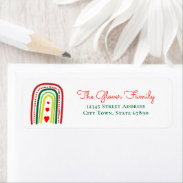 Rainbow Christmas Hearts Holiday Address Label