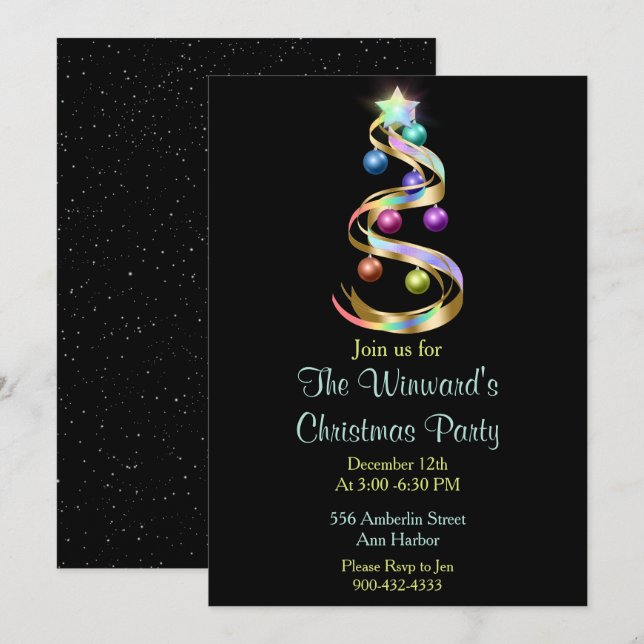 Rainbow Christmas Tree Einladung (Vorne/Hinten)