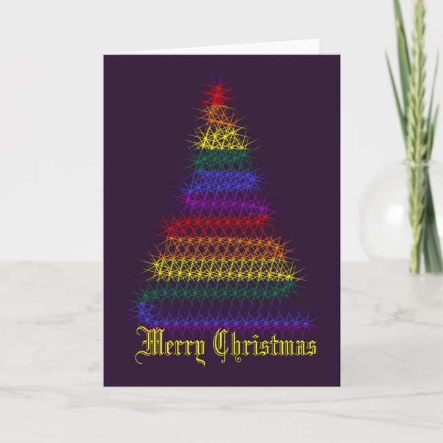 Rainbow Christmas Tree Feiertagskarte (Vorderseite)