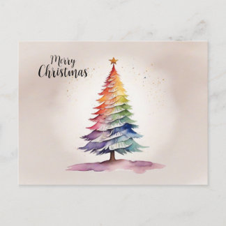 Rainbow Christmas Tree Feiertagspostkarte