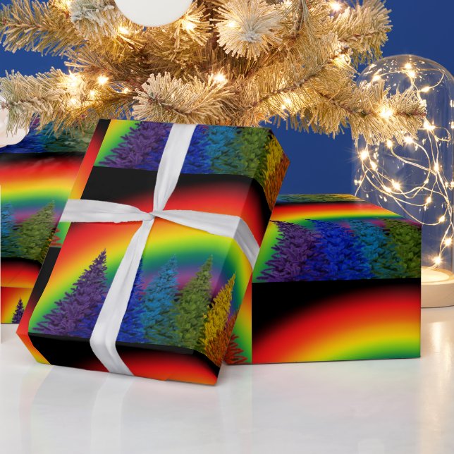 Rainbow Christmas Tree Geschenkpapier (Feiertage)