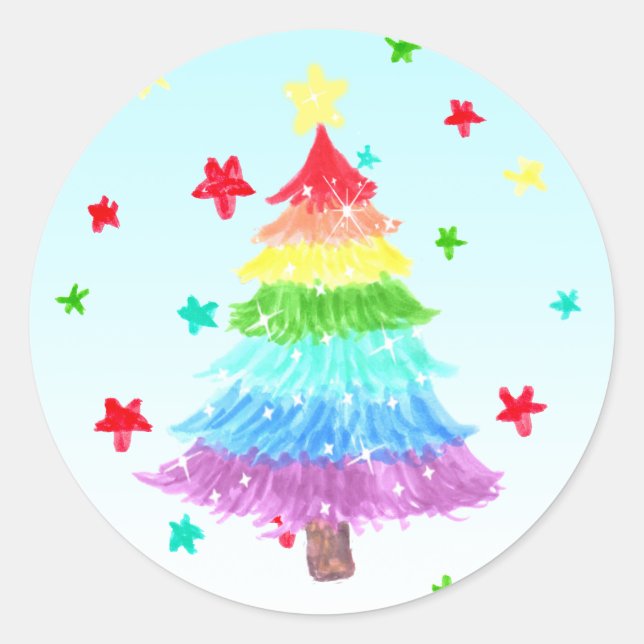 Rainbow Christmas Tree LGBT Pride Stickers (Vorderseite)