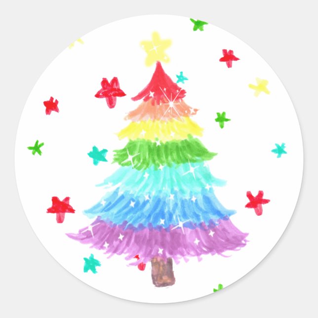 Rainbow Christmas Tree LGBT Pride Stickers (Vorderseite)