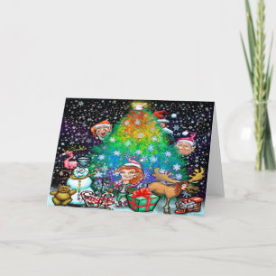 Rainbow Christmas Tree mit Beschneidungen Karte