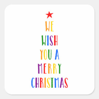 Rainbow Christmas Tree Quadratischer Aufkleber