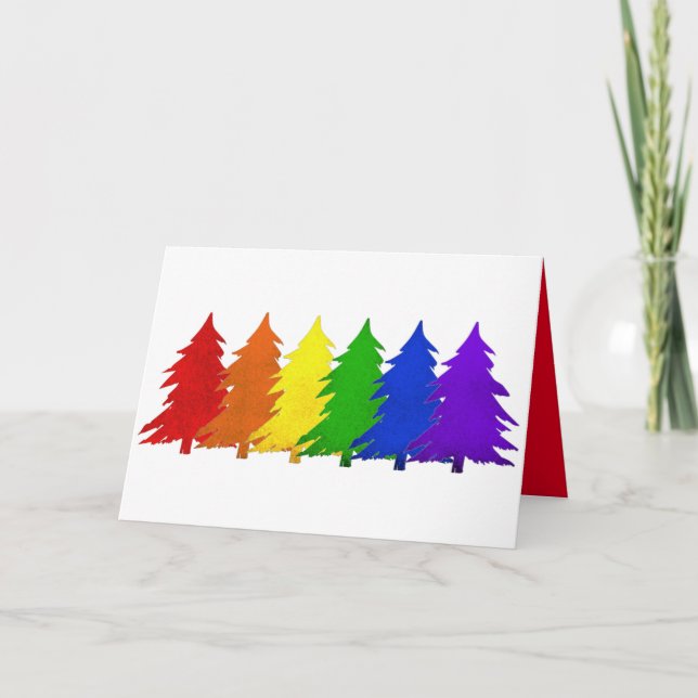 Rainbow Christmas Trees Men's Karte (Vorderseite)