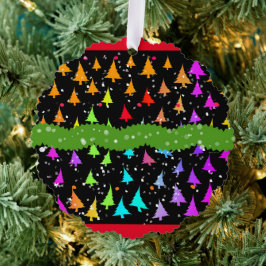 Rainbow Christmas Trees Ornament Karte