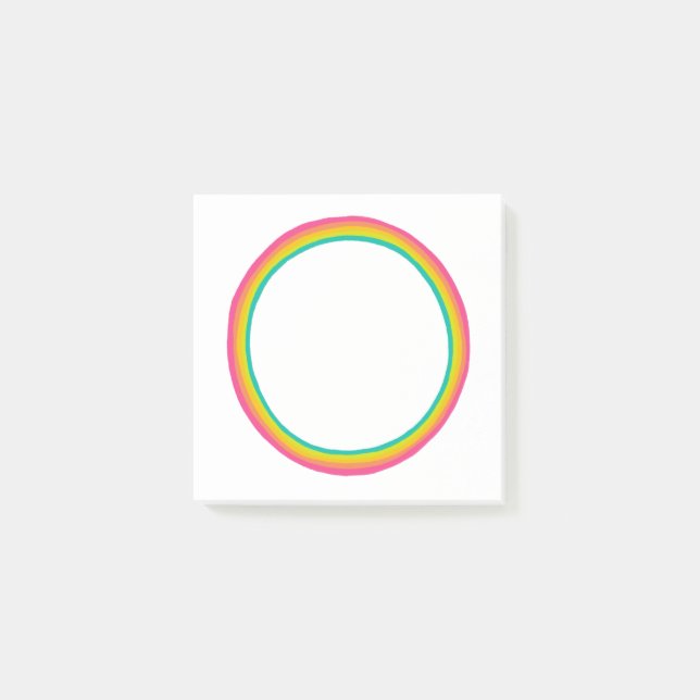 Rainbow Circle Chic Bunter Spaß Moderner Ring Post-it Klebezettel (Vorderseite)