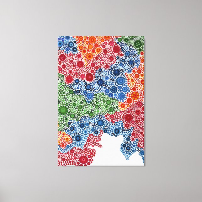 Rainbow Circle Dot Painting Landscape Print Leinwanddruck (Vorderseite)