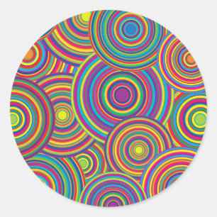 Rainbow Circles-Muster Runder Aufkleber