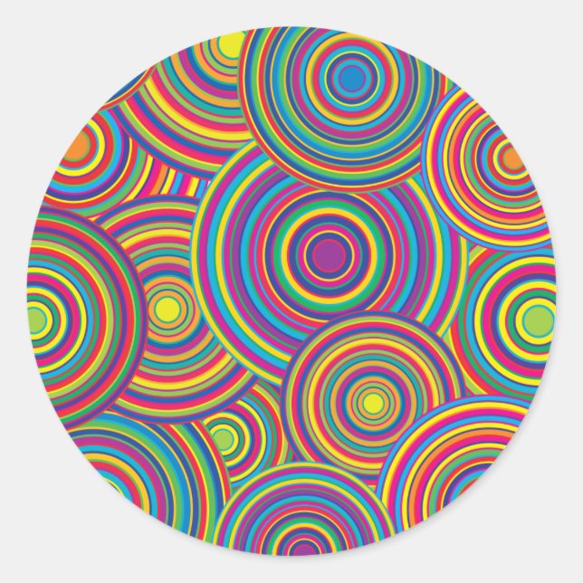 Rainbow Circles-Muster Runder Aufkleber (Vorderseite)