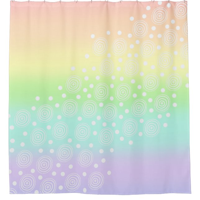 Rainbow Circles Pastel Duschvorhang (Vorderseite)