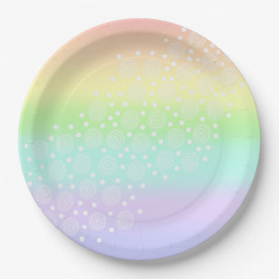 Rainbow Circles Pastel Pappteller