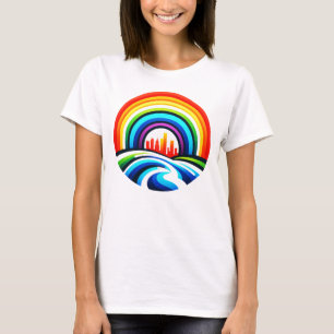 Rainbow City Skyline Urban Diversity & Hope Design T-Shirt
