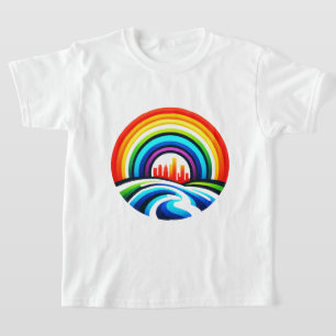 Rainbow City Skyline Urban Diversity & Hope Design T-Shirt