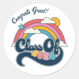 Rainbow Class of 2024 Umschlag Aufkleber Round Sti
