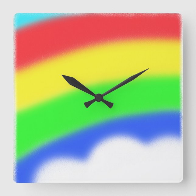 Rainbow Clock Quadratische Wanduhr (Vorderseite)