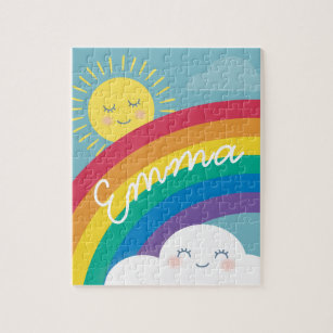 Rainbow Cloud and Sun Personalisiert Puzzle