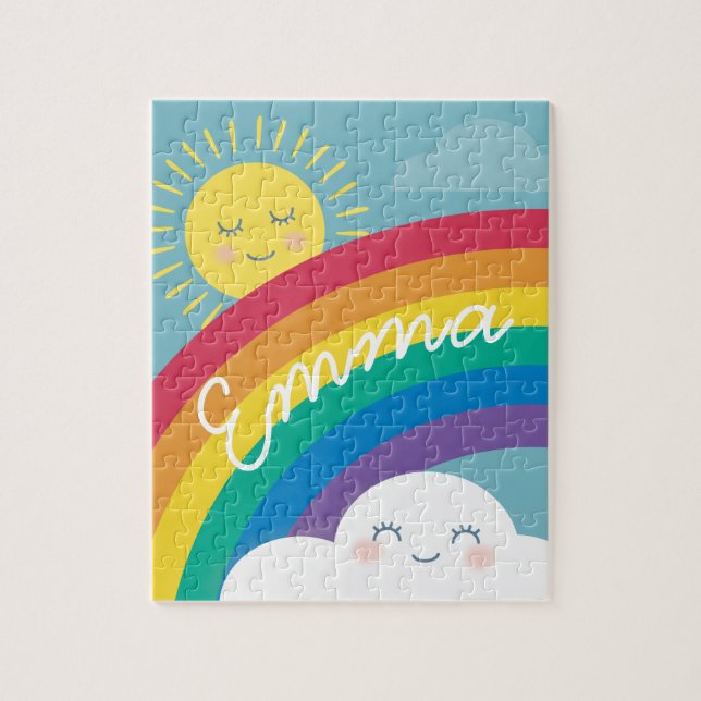 Rainbow Cloud and Sun Personalisiert Puzzle (Vertikal)