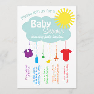 Rainbow Cloud Baby Shower Einladung