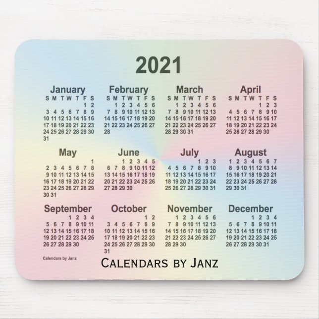 Rainbow Cloud Calendar 2021 von Janz Mousepad (Vorne)