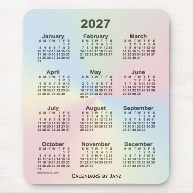 Rainbow Cloud Calendar 2027 von Janz Mousepad (Vorne)