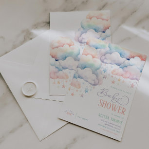 Rainbow Cloud Gender Neutral Baby Shower Einladung