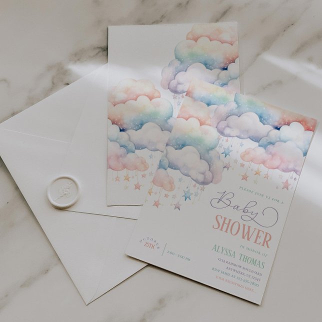 Rainbow Cloud Gender Neutral Baby Shower Einladung (Von Creator hochgeladen)