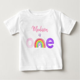 Rainbow Cloud Hearts Pink Gold Erster Geburtstag Baby T-shirt