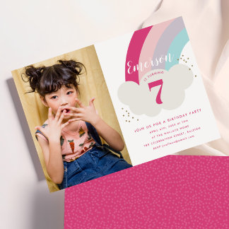 Rainbow Cloud Kindergeburtstag-Geburtstagsparty Einladung