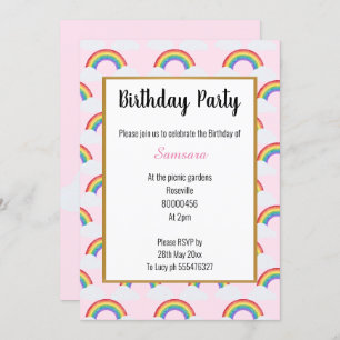 RAINBOW CLOUD PINK MULTIPLE Einladung zum Geburtst