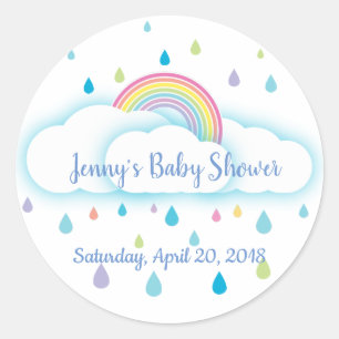 Rainbow Cloud Rainbow Babydusche Save the Date Runder Aufkleber