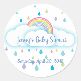 Rainbow Cloud Rainbow Babydusche Save the Date Runder Aufkleber