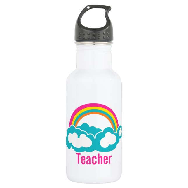 Rainbow Cloud Teacher Edelstahlflasche (Vorderseite)