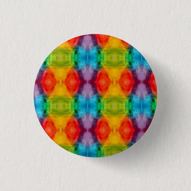 Rainbow Cloud Watercolor Art Button (Vorderseite)
