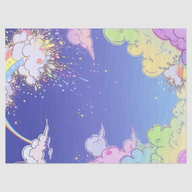 Rainbow Clouds and Confetti Birthday Gift Wrap Seidenpapier (Vorderseite)