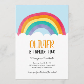 Rainbow Clouds Blue Boy Colors Geburtstag Einladun Einladung