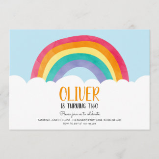 Rainbow Clouds Blue Boy Fun Geburtstag Einladung