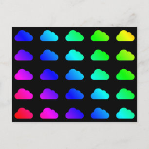 Rainbow Clouds Colorful Multicolor Kawaii Clipart Postkarte