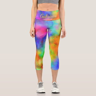 Rainbow Clouds Custom Capri Leggings