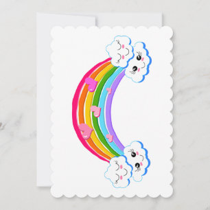 Rainbow Clouds Flat Greeting Card Einladung