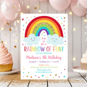 Rainbow Clouds Geburtstag Einladung