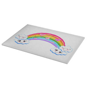 Rainbow Clouds Glass Cutting Board Schneidebrett