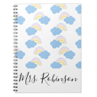 Rainbow Clouds Skriptlehrer Name Notebook