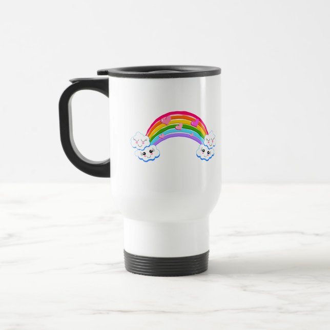 Rainbow Clouds Travel Mug Reisebecher (Links)
